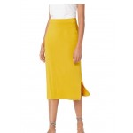 Dark Yellow Women's Pull on Knit Midi Skirt
