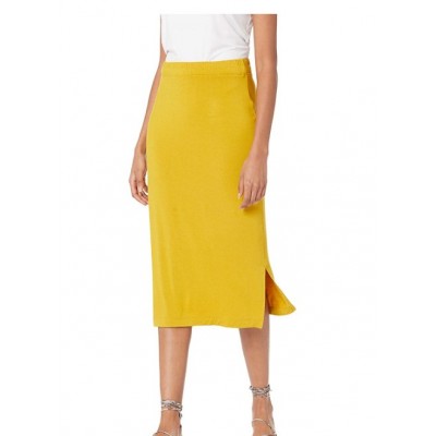 Dark Yellow Women's Pull on Knit Midi Skirt