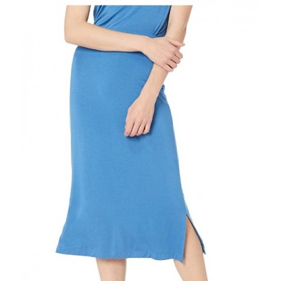 Blue Women's Pull on Knit Midi Skirt