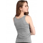 Black/Dark Blue/Aqua Women Cotton Tank Tops Shelf Bra Soft Scoop Neck Tank Top Ladies Undershirts 3-Pack