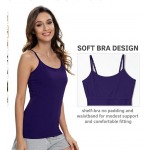 A-3pack - Black/Dark Blue/Apricot Womens Cotton Camisole Adjustable Strap Tank Tops with Shelf Bra Stretch Undershirts
