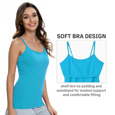 Black/Gray/Blue A-3pack Cotton Camisole Adjustable Strap Tank Tops with Shelf Bra Stretch Undershirts