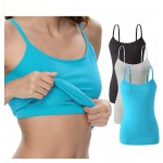Black/Gray/Blue A-3pack Cotton Camisole Adjustable Strap Tank Tops with Shelf Bra Stretch Undershirts Black/Gray/Blue A-3pack Cotton Camisole Adjustable Strap Tank Tops with Shelf Bra Stretch Undershirts