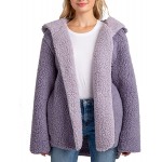 Women's Oversized Fuzzy Teddy Open Front Cardigan Coat