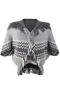 Women's Open Frount Cardigans Sweater,Half Sleeve Fringe Knit Sweater