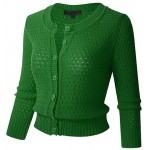 Womens Button Down 3/4 Sleeve Cropped Knit Cardigan Crochet Sweater Womens Button Down 3/4 Sleeve Cropped Knit Cardigan Crochet Sweater