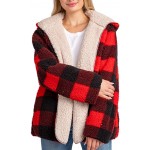 Women's Oversized Fuzzy Teddy Open Front Cardigan Coat