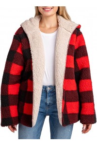 Women's Oversized Fuzzy Teddy Open Front Cardigan Coat