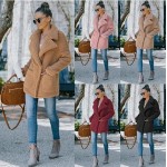 Women's Coat Casual Lapel Fleece Fuzzy Faux Shearling Zipper Coats Warm Winter Oversized Outwear Jackets